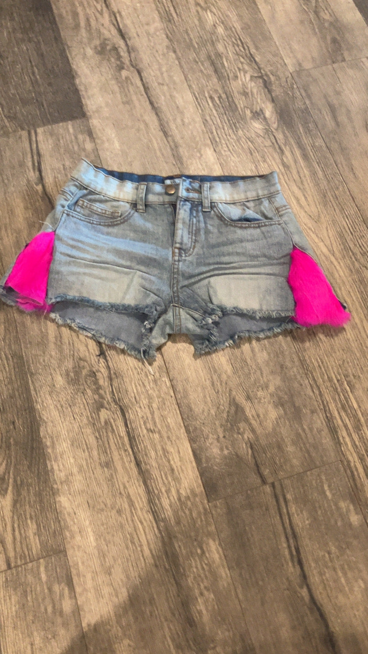 Denim mini denim shorts